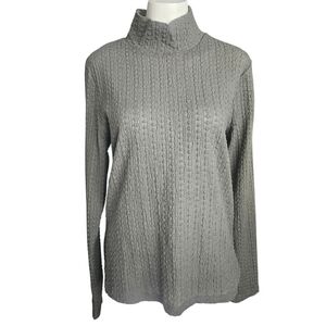 Anthropologie‎ Maeve Women's Green Ribbed Knit Sleeve Mock Neck Top Size XL NWT